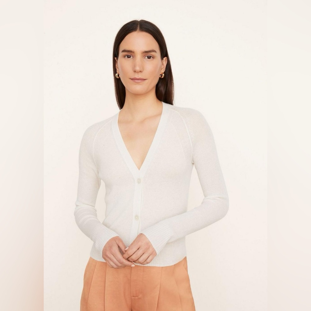 Vince cashmere ribbed raglan cardigan blue